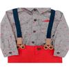 Cat & Jack Infant & Toddler Boys Suspender Valentines Heart Shirt & Red Pants Outfit 2T Gray view 2