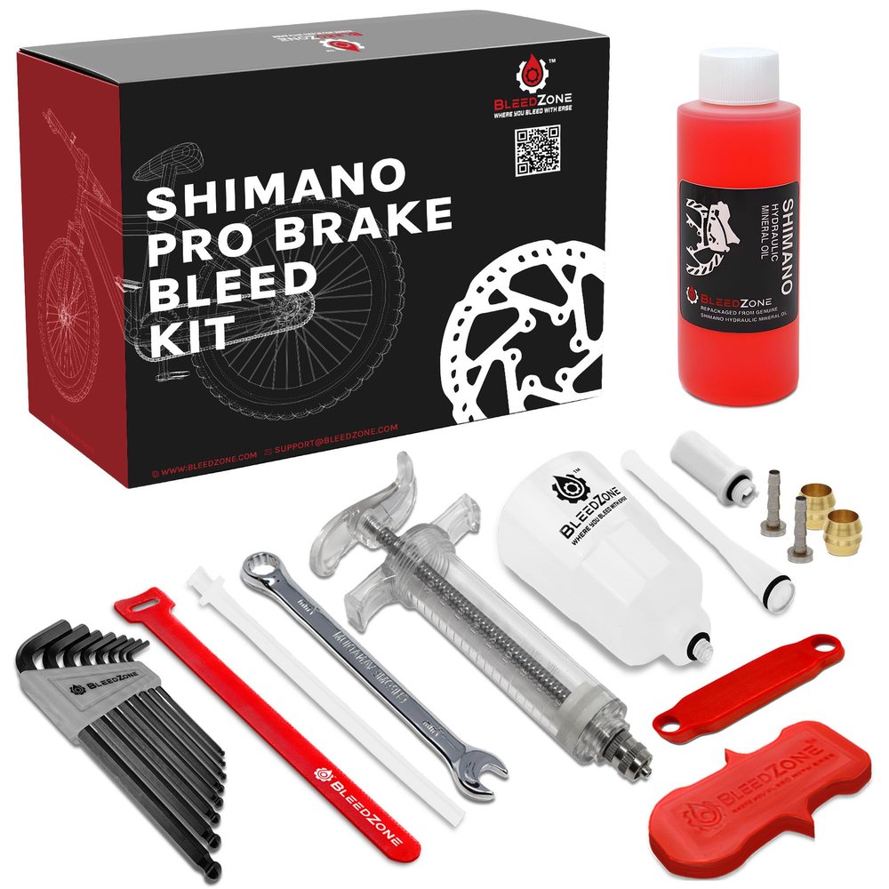 BleedZone Pro Brake Bleed Kit for Shimano Hydraulic Brakes, Bike Hydraulic Brake Bleed Kit with 120ml Mineral Oil - Fits with Road, Gravel and Mountain Bike Brakes, Bicycle Brake Bleed Kit