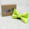 Spring Notion Men's Solid Color Satin Microfiber Bow Tie and Hankerchief Set Lime view 3