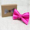Spring Notion Men's Solid Color Satin Microfiber Bow Tie and Hankerchief Set Fuchsia view 3