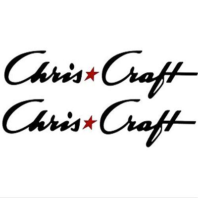 Imagnt Studio Marine Graphics Set of 2 Boat Hull Vinyl Decals for Chris Craft Boat Restoration Stickers, Size 42 inches, Color Black & Red Star