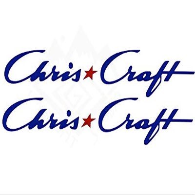 Imagnt Studio Marine Graphics Set of 2 Boat Hull Vinyl Decals for Chris Craft Boat Restoration Stickers, Size 42 inches, Royal Blue & Red Star