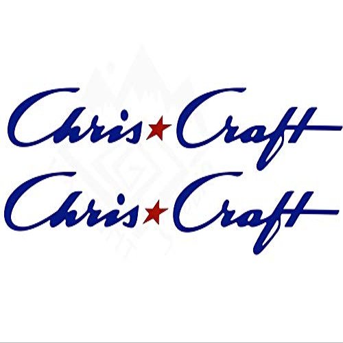 Imagnt Studio Marine Graphics Set of 2 Boat Hull Vinyl Decals for Chris Craft Boat Restoration Stickers, Size 42 inches, Royal Blue & Red Star