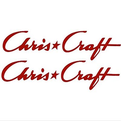Imagnt Studio Marine Graphics Set of 2 Boat Hull Vinyl Decals for Chris Craft Boat Restoration Stickers, Size 42 inches, All Red Color