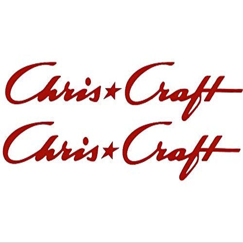 Imagnt Studio Marine Graphics Set of 2 Boat Hull Vinyl Decals for Chris Craft Boat Restoration Stickers, Size 42 inches, All Red Color