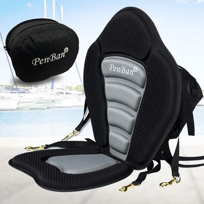 PenBan Universal Deluxe Kayak Seat Cushion with Storage Bag for Kayak,Padded Boat,SUP,Canoe,Fishing Boat,Seats with 4 Adjustable Straps(1 Pack Black/Gray)