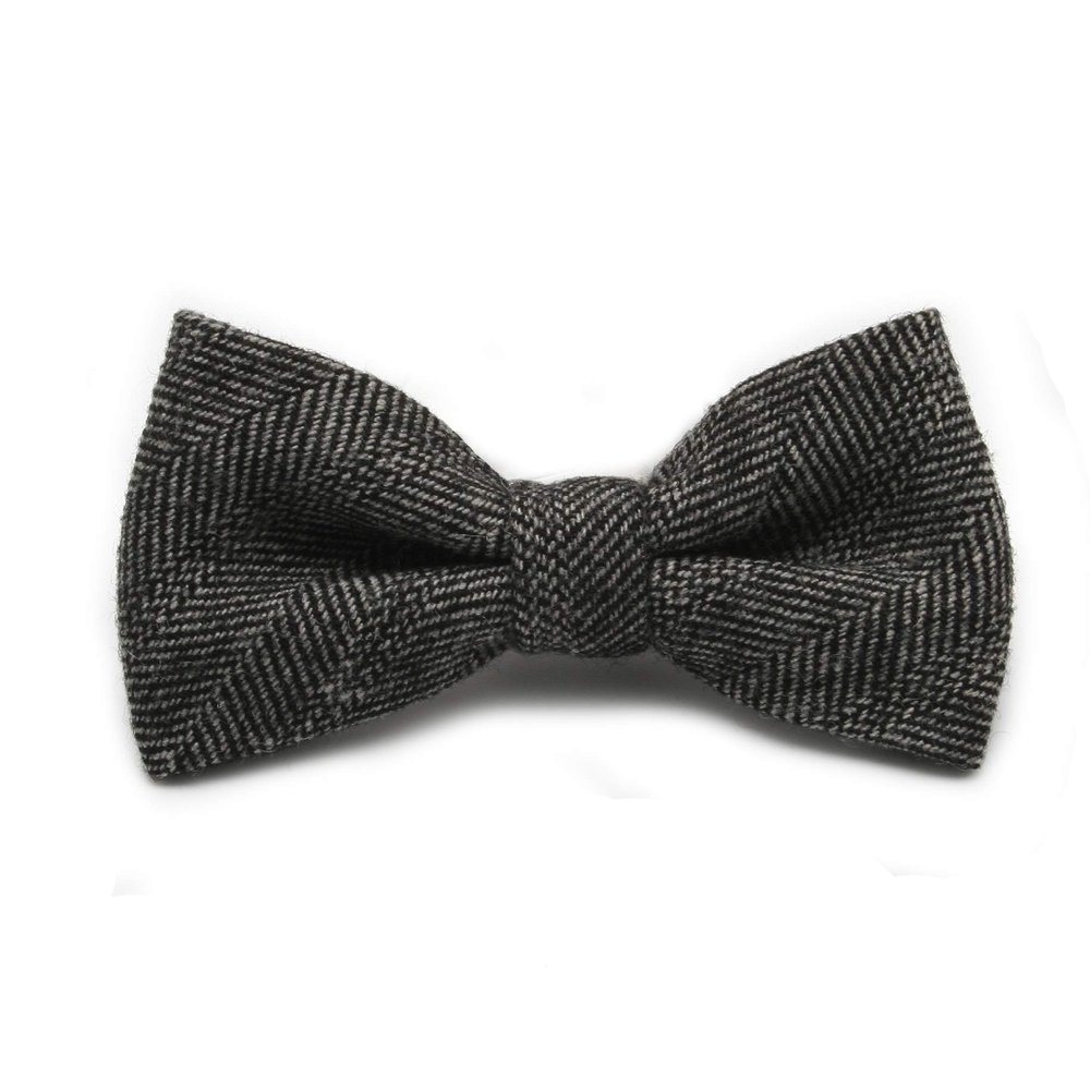Ruth&Boaz Men's Wool Blend Bow Tie(Herringbone Black)