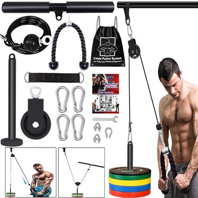 Taeku Weight Cable Pulley System Gym Professional Home Gym Equipment Upgraded Fitness LAT for Triceps Pull Down Biceps Curl Back Forearm Shoulder (2.5m Cable)