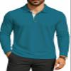 KUYIGO Men's Long Sleeve Collared Shirts Regular-Fit Quick-Dry Golf Polo Shirt Small Deep Teal view 1