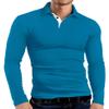 KUYIGO Men's Long Sleeve Collared Shirts Regular-Fit Quick-Dry Golf Polo Shirt Small Deep Teal view 3