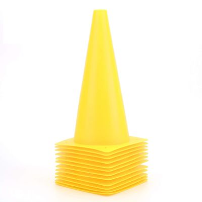 12 Inch 12 Pack Yellow Traffic Training Cones, Plastic Safety Parking Cones, Agility Field Marker Cones for Soccer Basketball Football Drills Training, Outdoor Sport Activity & Festive Events