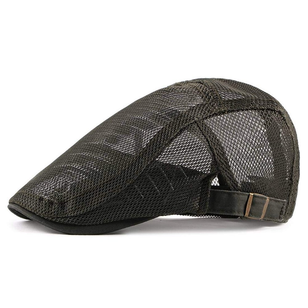 JNKET Breathable Mesh Fabric Unisex Berets Hat Peaked Cap Fashion Casual Duckbill Cap Outdoor Sports Sunhat Casquette Summer Hat (Army Green)
