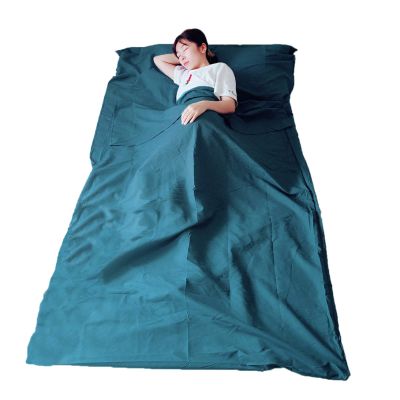 Cicilin Sleeping Bag Liner, Lightweight Travel Sheet Adults Camping Sleep Bag Prevent Dirty, Sleeping Sack for Camping, Traveling, Hotels, Backpacking (Blue Green) 75 * 210cm
