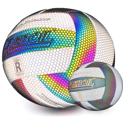 REBOILPHASE REBOIL Holographic Glowing Reflective Volleyball Waterproof Indoor/Outdoor Volleyball for Pool, Beach. Composite Leather, Official Size 5 Toys for Kids Boys and Girls Play Night Game