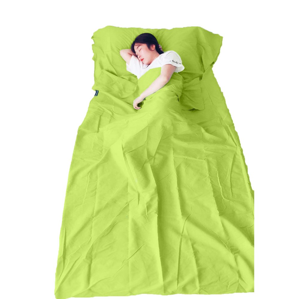 Cicilin Sleeping Bag Liner, Lightweight Travel Sheet Adults Camping Sleep Bag Prevent Dirty, Sleeping Sack for Camping, Traveling, Hotels, Backpacking (Green) 160 * 210cm