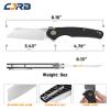 CJRB Crag Tactical Knife,Cleaver Pocket Folding Knife with Stonewash AR-RPM9 Steel Blade and Carbon Fiber Handle for Men Outdoor, Survival, Camping and EDC Black (J1904R) view 2