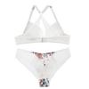 Swbreety Women Lace Push-up Bra and Panty Set Underwire Cross Back Everyday Bras Plus Size White view 4