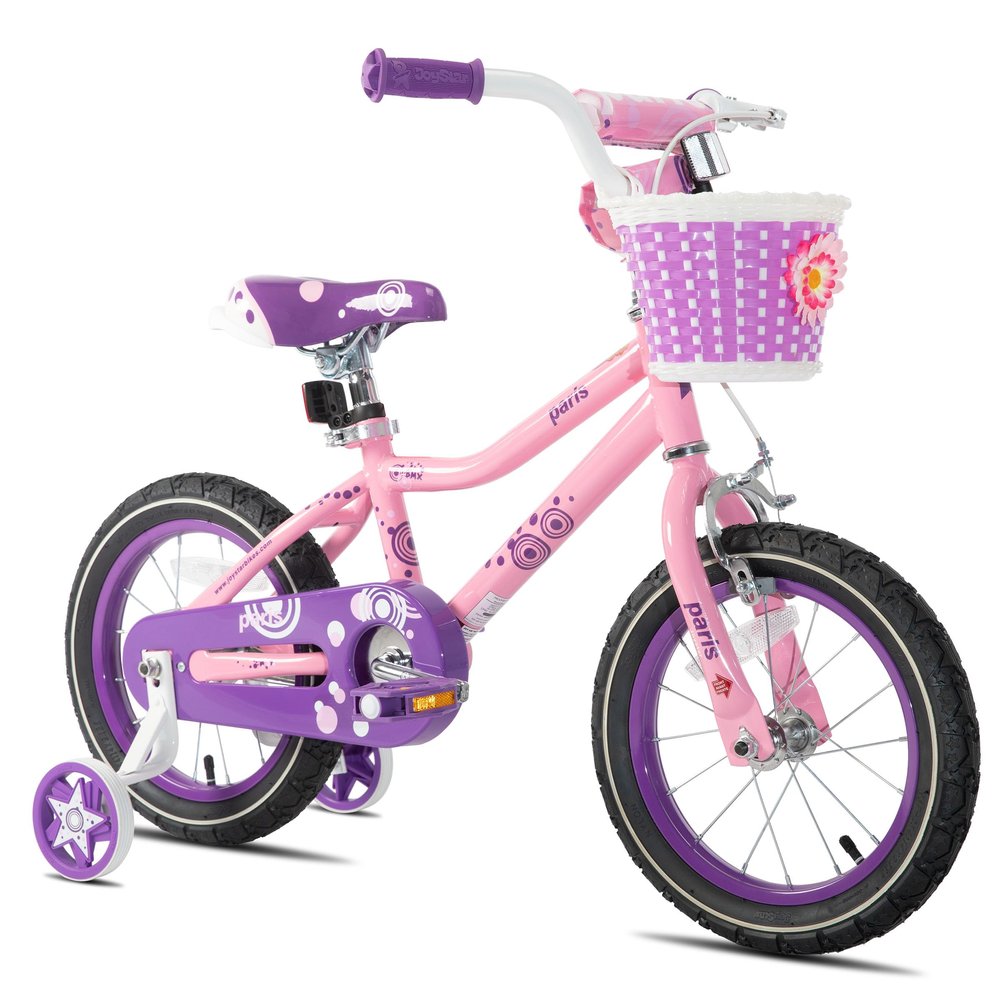 JOYSTAR 14 Inch Girls Bike for 3 4 5 Years Old Kids Toddler Bike with Training Wheels Basket and Training Wheels Birthday Gift Children's Bicycle Pink