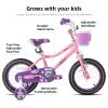 JOYSTAR 14 Inch Girls Bike for 3 4 5 Years Old Kids Toddler Bike with Training Wheels Basket and Training Wheels Birthday Gift Children's Bicycle Pink view 2