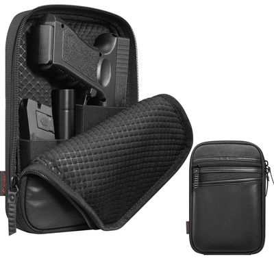 FINPAC Concealed Carry Gun Pouch, Soft Pistol Case Fanny Pack Waist Belt Firearm Bag with Holster for Handgun, Air Gun, Men, Women (Black)
