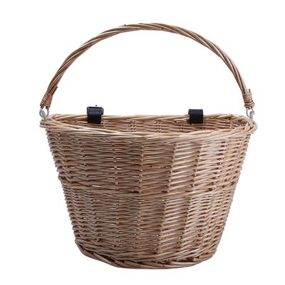 Garneck Boy Girl Wicker Front Basket Natural Willow Material Installation Storage Space for Outdoor Cycling Handle