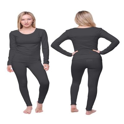 Ultra Dry Women Thermal Underwear Set; Base Layer Soft Fleece Lining Ladies 2 pc Top Shirt & Bottom Leggings Tights Long Johns (3X-Large Grey)