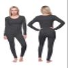 Ultra Dry Women Thermal Underwear Set; Base Layer Soft Fleece Lining Ladies 2 pc Top Shirt & Bottom Leggings Tights Long Johns (3X-Large Grey) view 1