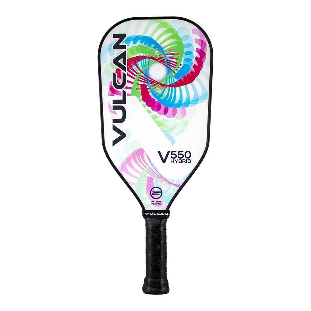 Vulcan | V550 Pickleball Paddle | Hybrid Performance | Polypropylene Core - Carbon Fiber Surface | USAP Approved | White Entropy