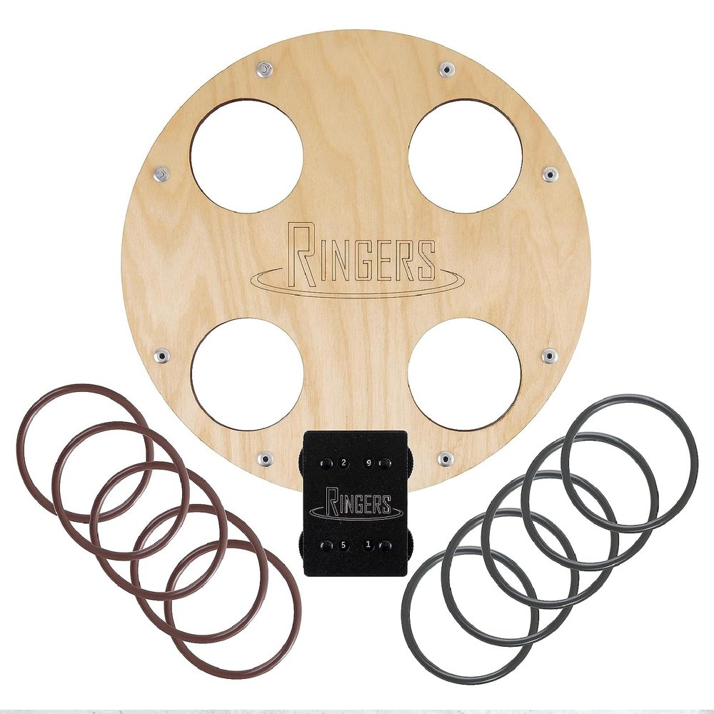RINGERS - Ring Toss Board-Laser Cut, Wood, Ringers Game, Indoor Ring Toss Game, Outdoor Game, Backyard Games for Adults and Family, Includes 10 Rings