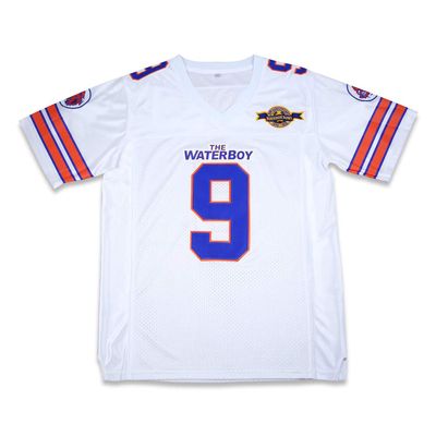 BORIZCUSTOMS Sandler Bobby Boucher Water Mud Dogs Football Jersey Bourbon Bowl Patch Stitch White (38)