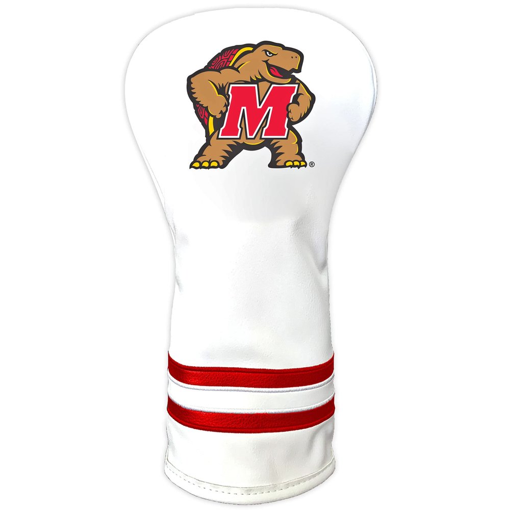 Team Golf NCAA Maryland Terrapins White Vintage Driver Head Cover White Vintage Driver Golf Club Headcover, Form Fitting Design, Retro Design