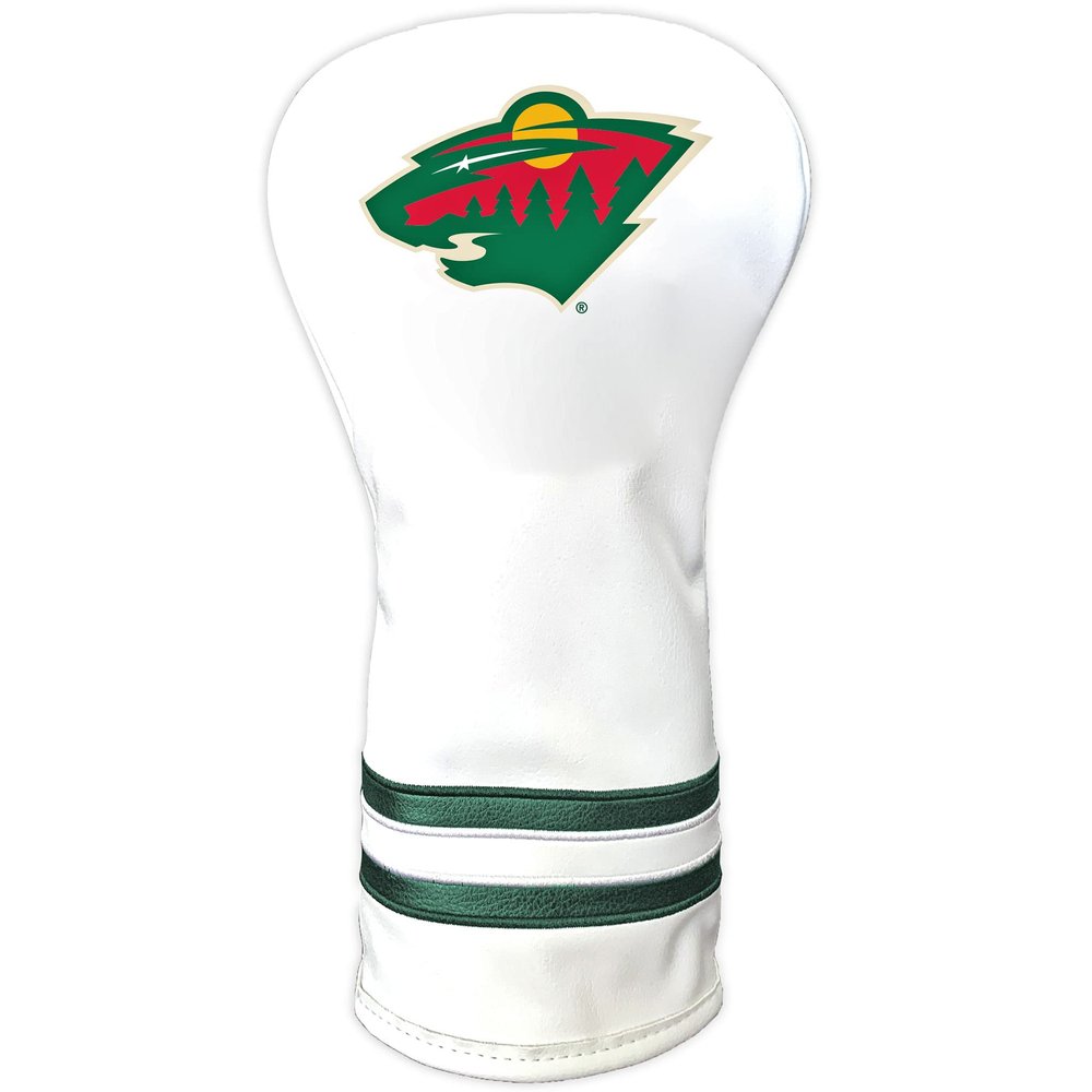 Team Golf NHL Minnesota Wild White Vintage Driver Head Cover White Vintage Driver Golf Club Headcover, Form Fitting Design, Retro Design