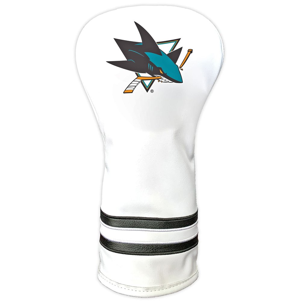 Team Golf NHL San Jose Sharks White Vintage Driver Golf Club Head Cover, Form Fitting Design, Retro Design &