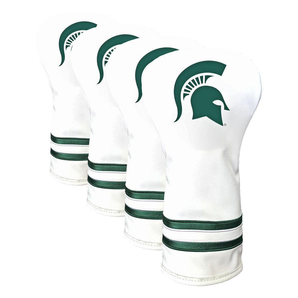 Team Golf NCAA Michigan State Spartans White Vintage Driver Head Cover White Vintage Driver Golf Club Headcover, Form Fitting Design, Retro Design