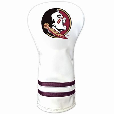 Team Golf NCAA Florida State Seminoles White Vintage Driver Head Cover White Vintage Driver Golf Club Headcover, Form Fitting Design, Retro Design