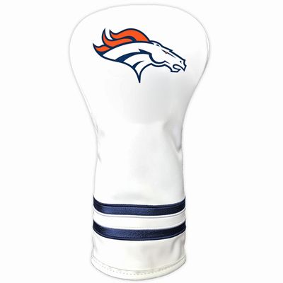 Team Golf NFL Denver Broncos White Vintage Driver Head Cover White Vintage Driver Golf Club Headcover, Form Fitting Design, Retro Design