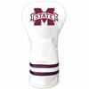 Team Golf NCAA Mississippi State Bulldogs White Vintage Driver Head Cover White Vintage Driver Golf Club Headcover, Form Fitting Design, Retro Design view 1