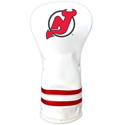 Team Golf NHL New Jersey Devils White Vintage Driver Head Cover White Vintage Driver Golf Club Headcover, Form Fitting Design, Retro Design