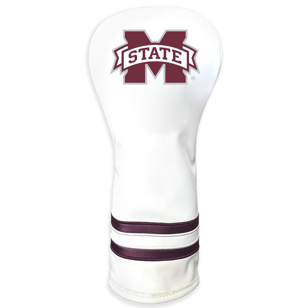 Team Golf NCAA Mississippi State Bulldogs White Vintage Fairway Head Cover White Vintage Fairway Golf Club Headcover, Form Fitting Design, Retro Design