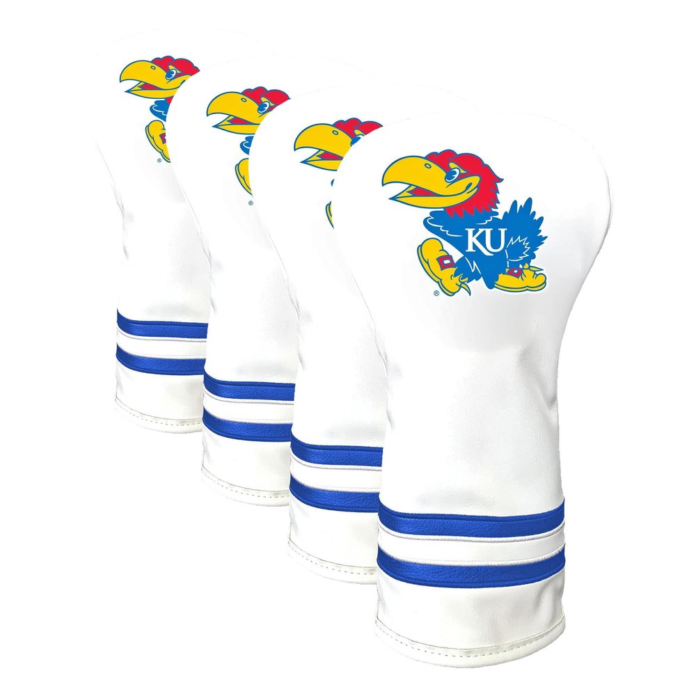 Team Golf NCAA Kansas Jayhawks White Vintage Driver Head Cover White Vintage Driver Golf Club Headcover, Form Fitting Design, Retro Design