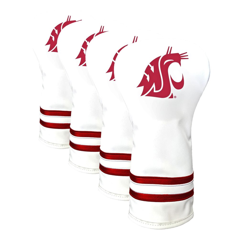 Team Golf NCAA Washington State Cougars White Vintage Driver Head Cover White Vintage Driver Golf Club Headcover, Form Fitting Design, Retro Design