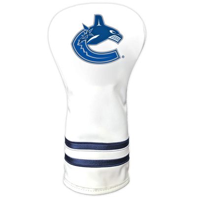 Team Golf NHL Vancouver Canucks White Vintage Driver Head Cover White Vintage Driver Golf Club Headcover, Form Fitting Design, Retro Design