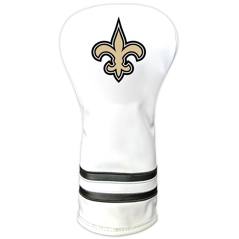 Team Golf NFL New Orleans Saints White Vintage Driver Head Cover White Vintage Driver Golf Club Headcover, Form Fitting Design, Retro Design
