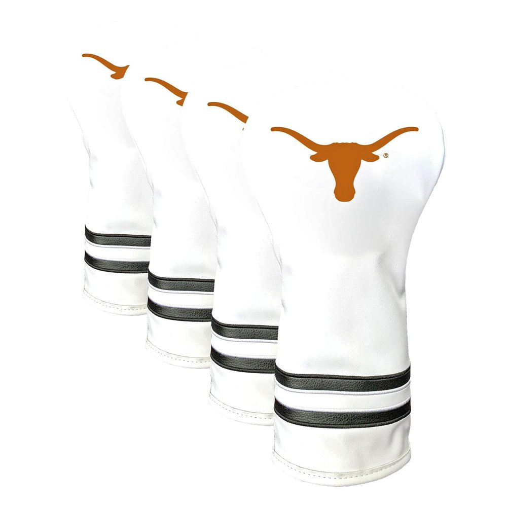 Team Golf NCAA Texas Longhorns White Vintage Driver Head Cover White Vintage Driver Golf Club Headcover, Form Fitting Design, Retro Design