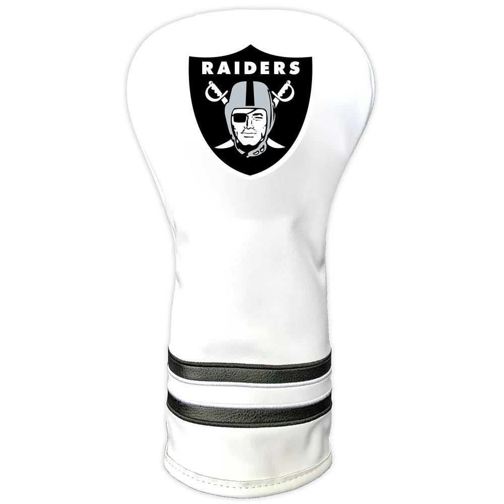 Team Golf NFL Las Vegas Raiders White Vintage Driver Head Cover White Vintage Driver Golf Club Headcover, Form Fitting Design, Retro Design