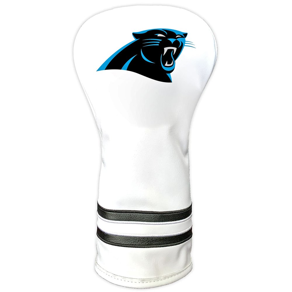 Team Golf NFL Carolina Panthers White Vintage Driver Head Cover White Vintage Driver Golf Club Headcover, Form Fitting Design, Retro Design