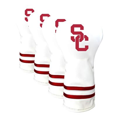 Team Golf NCAA USC Trojans White Vintage Driver Head Cover White Vintage Driver Golf Club Headcover, Form Fitting Design, Retro Design