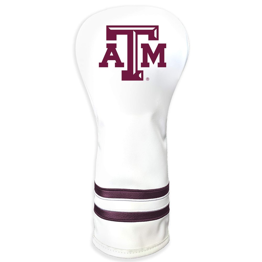 Team Golf NCAA Texas A&M Aggies White Vintage Fairway Head Cover White Vintage Fairway Golf Club Headcover, Form Fitting Design, Retro Design