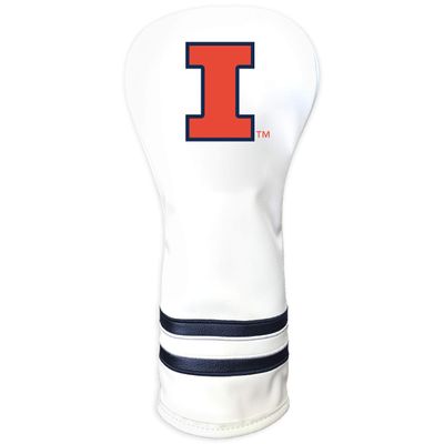 Team Golf NCAA Illinois Fighting Illini White Vintage Fairway Head Cover White Vintage Fairway Golf Club Headcover, Form Fitting Design, Retro Design