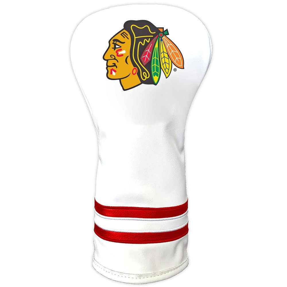 Team Golf NHL Chicago Blackhawks White Vintage Driver Head Cover White Vintage Driver Golf Club Headcover, Form Fitting Design, Retro Design
